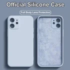 Чехол с логотипом, Оригинальный жидкий силиконовый чехол с квадратными краями для Apple iPhone 13, 12, 11 Pro Max, Mini, Xs, XR, SE, 7, 8 Plus, Официальный чехол