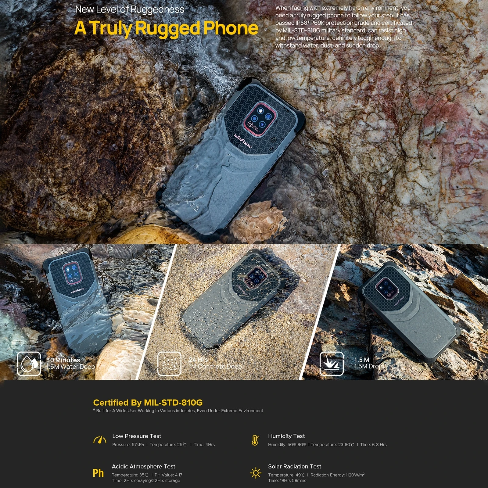 Смартфон Ulefone Power Armor 14 защищенный IP69K Android 11 Helio G35 4 + 64 ГБ 6 52 дюйма 10000 мА · ч NFC -