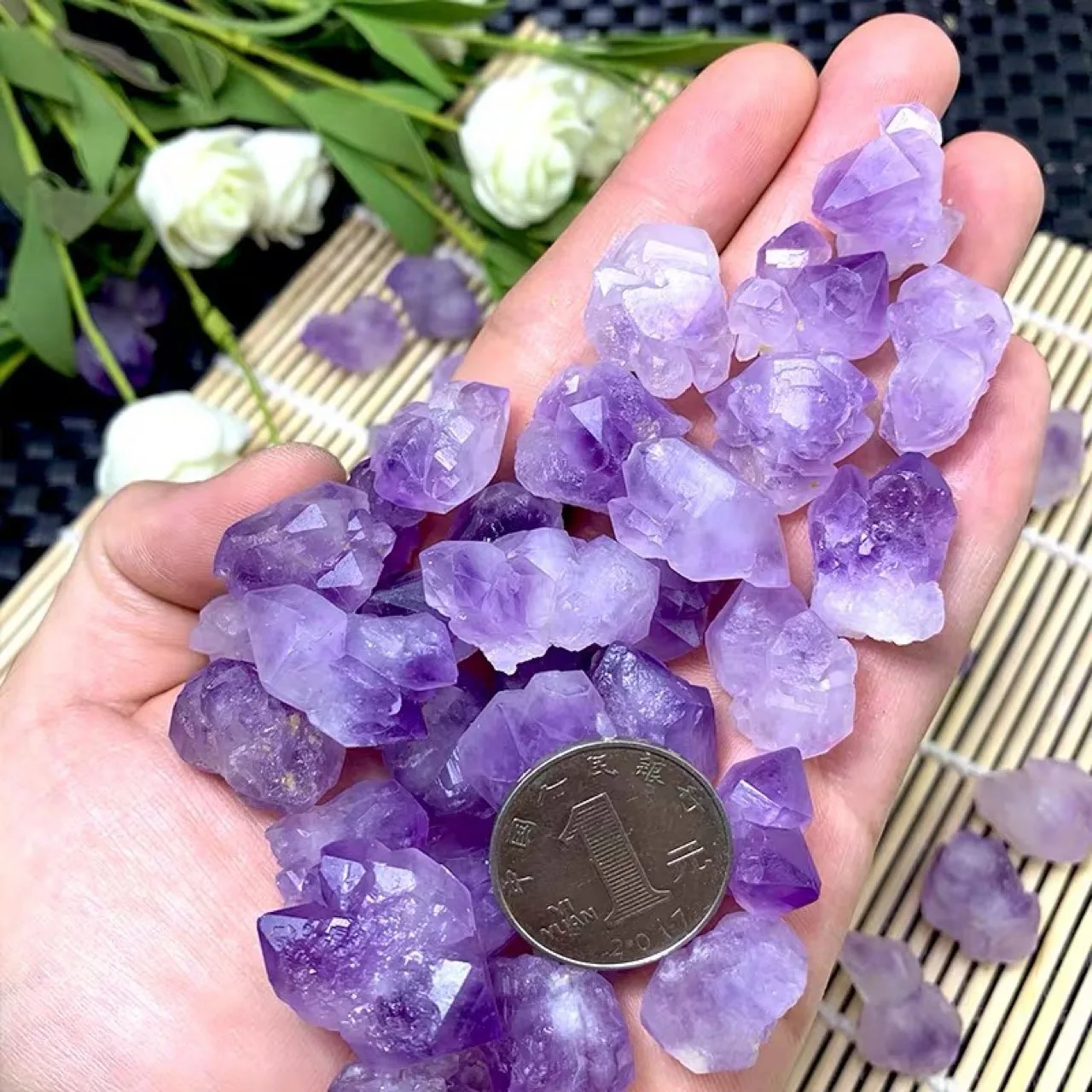 

Natural amethyst cluster primordite bare stone, Amethyst flower bud backbone ore, multi-point specimen DIY Pendant Necklace