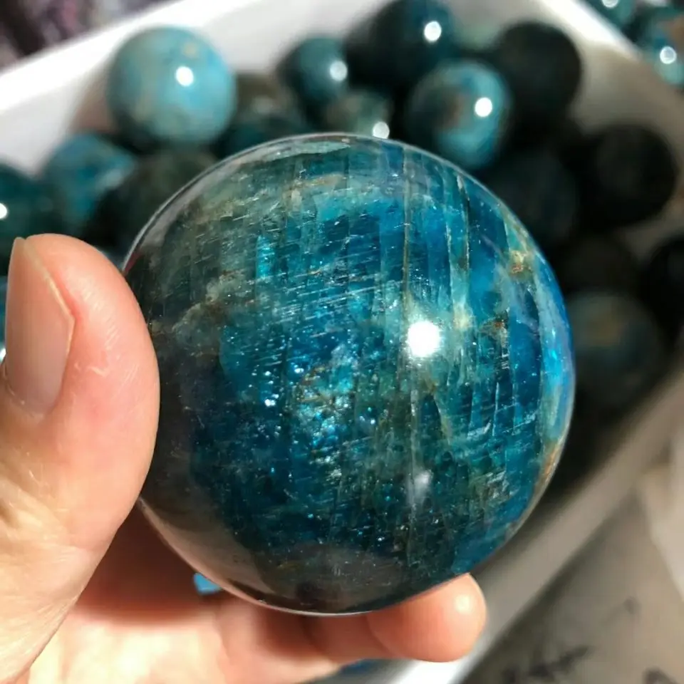 

1pcs 4-5cm Natural blue apatite stone sphere crystal reiki healing ball