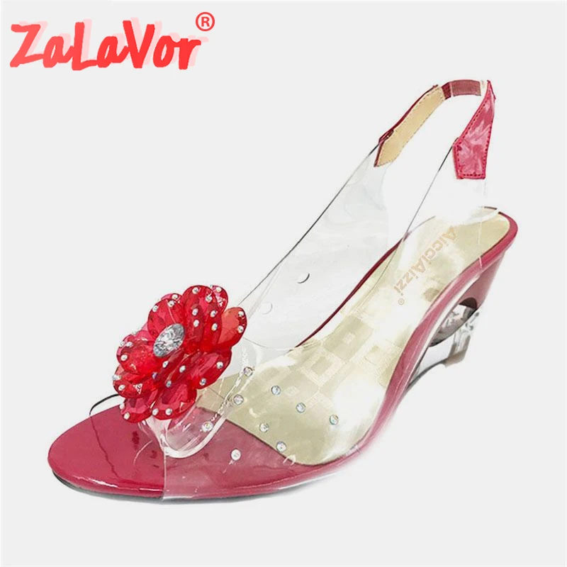 ZALAVOR/женские босоножки на танкетке с цветочным принтом Размеры 33-43 | Обувь