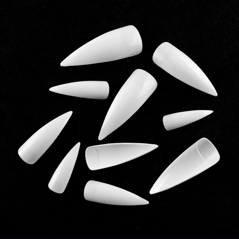 100 шт./корт. Накладные ногти белые натуральные наполовину покрытые акриловые