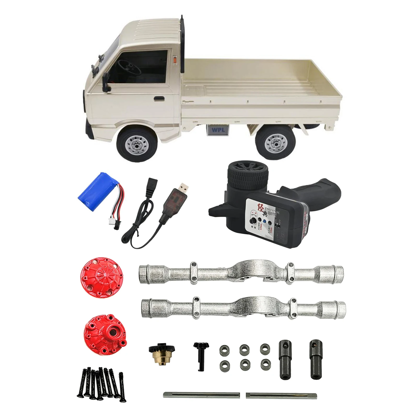 

Toy Grade WPL D12 1/10 RC Truck Car 4WD Simulation Truck 4WD RC Toys + Rear Axle Differential