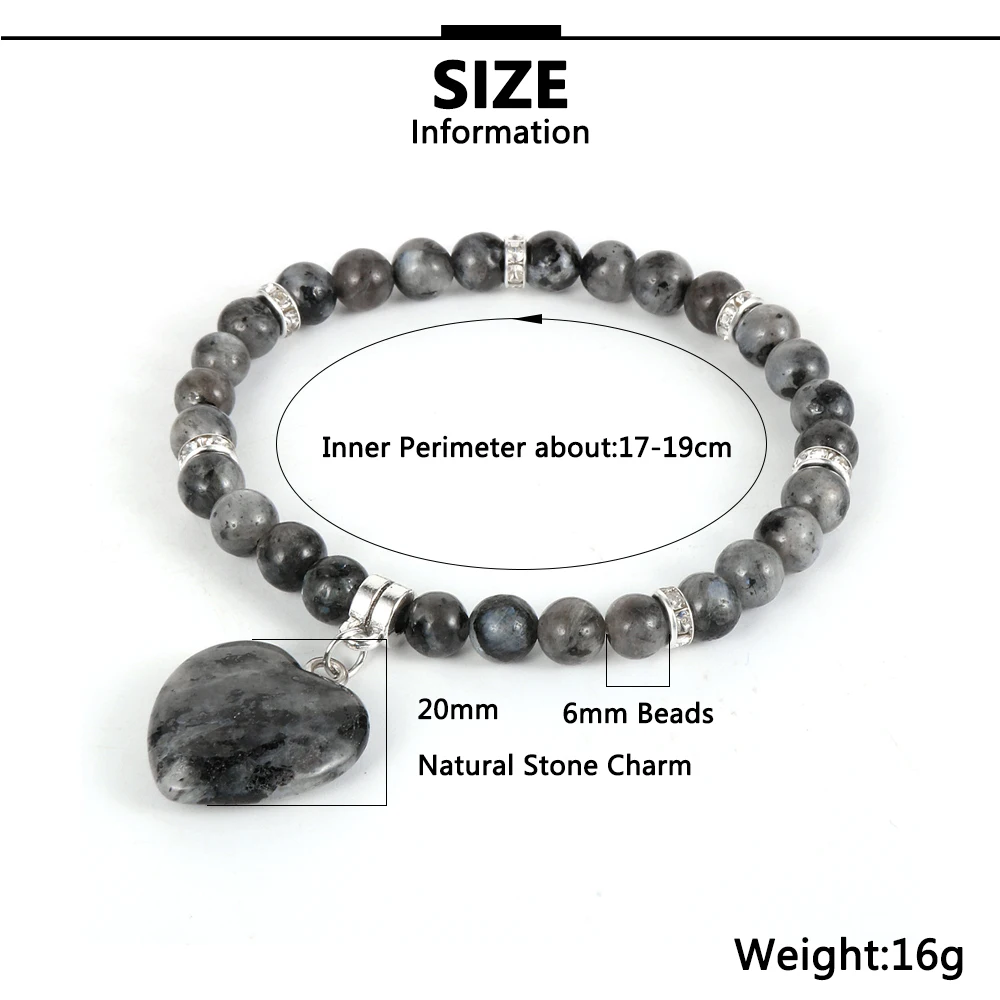 Женский браслет с натуральным камнем и сердечком украшенный бусинами тигриным