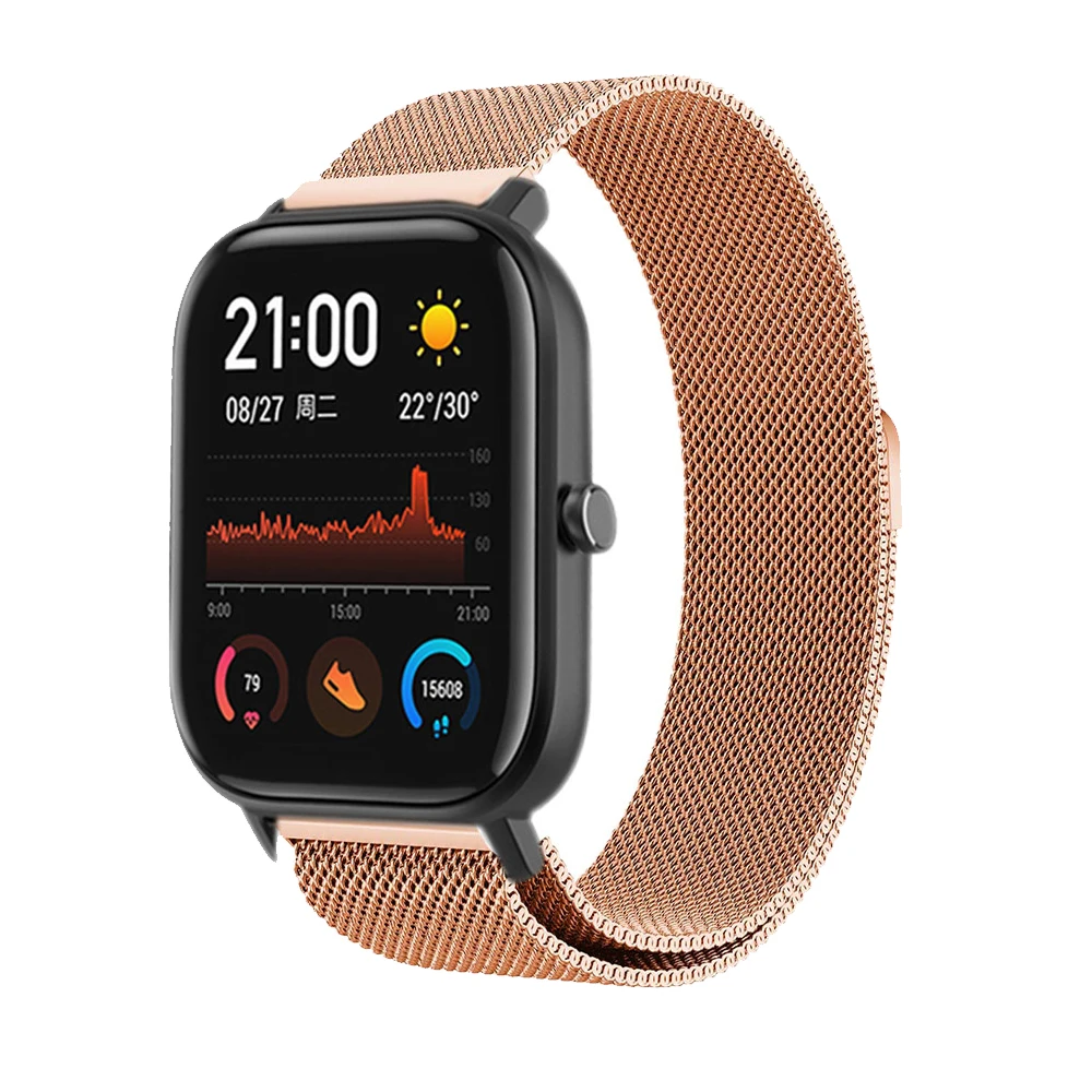 Браслет для Amazfit gts ремешок Миланская петля ремешок для часов для Huami Amazfit bip gtr 42 мм 47 мм металлический ремешок из нержавеющей стали