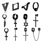 2021 титановая сталь мужские сережки-гвоздики с геометрическим рисунком черного цвета, ботинки для панков и готов, Манжеты Ухо клип серьги для женщин, ювелирные изделия в качестве подарка браслеты с подвесками