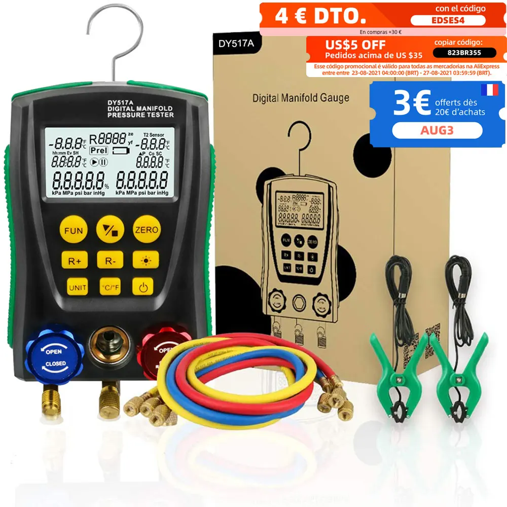 

Цифровой манометр для систем кондиционирования воздуха DY517A