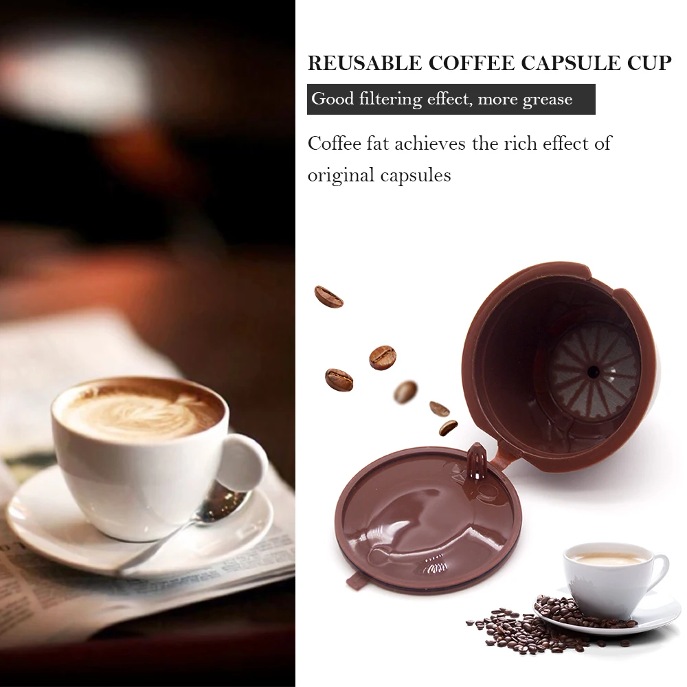 

2/4Pc Reusable Coffee Capsule Filter Cup for Nescafe Dolce Gusto Refillable Caps Spoon Brush Filter Baskets Pod Soft Taste Sweet