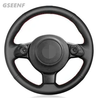 car steering wheel cover for subaru brz 2017 toyota 86 2020 black hand stitched soft genuine leather diy steering wheel cover