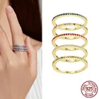 WOSTU Горячая Распродажа, цветное кольцо Halo, 925 пробы, серебро, полный Цирконий, кольца на палец для женщин, простое кольцо, изящное серебряное ювелирное изделие, подарок