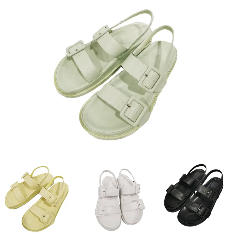 

New Womens Shoes Sandals Flat Shoes Round Toe Black Green White Yellow Female Casual Fashion Girls Sandals Woman 2021.