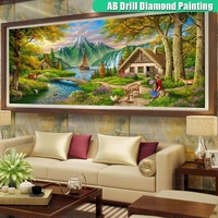 5d large size ab diamond painting forest landscape full square round diamont embroidery waterfall lake mosaic diy handwork decor