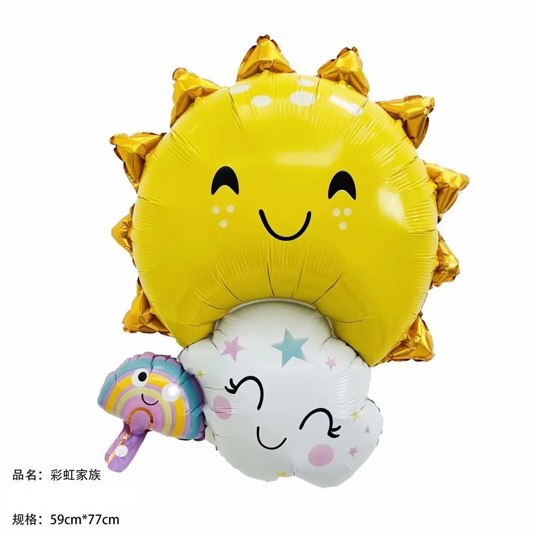 Новый Радужный семейный алюминиевый воздушный шар в форме мультфильма украшение