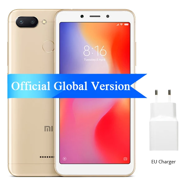 Global Version Xiaomi Redmi 6 4GB 64GB Mobile Phone Helio P22 Octa Core CPU 5.45" Full Screen 12MP+5MP AI Dual Camera 3000mAh CE - Цвет: 4GB 64GB Gold