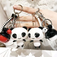 creative cute cartoon panda doll keychain men bag pendant automobile hanging ornament cool small gift wholesale