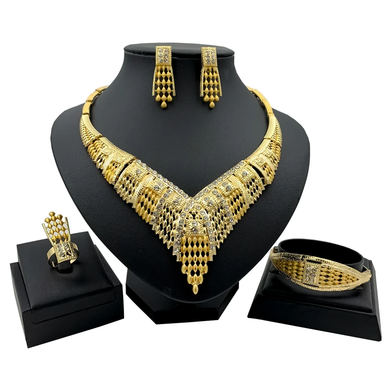 Модные женские ювелирные наборы Duai классическое ожерелье серьги браслет кольцо