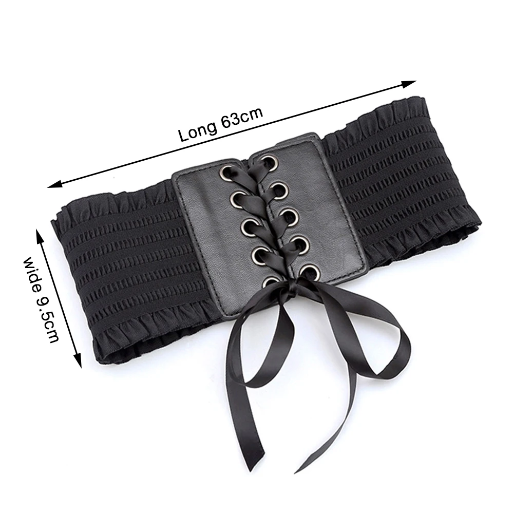 

Women's Fashion Stretch Belt Lace Up Solid Color Tassels Elastic Buckle Wide Dress Corset Waistband Elegant Super Wide Girdle