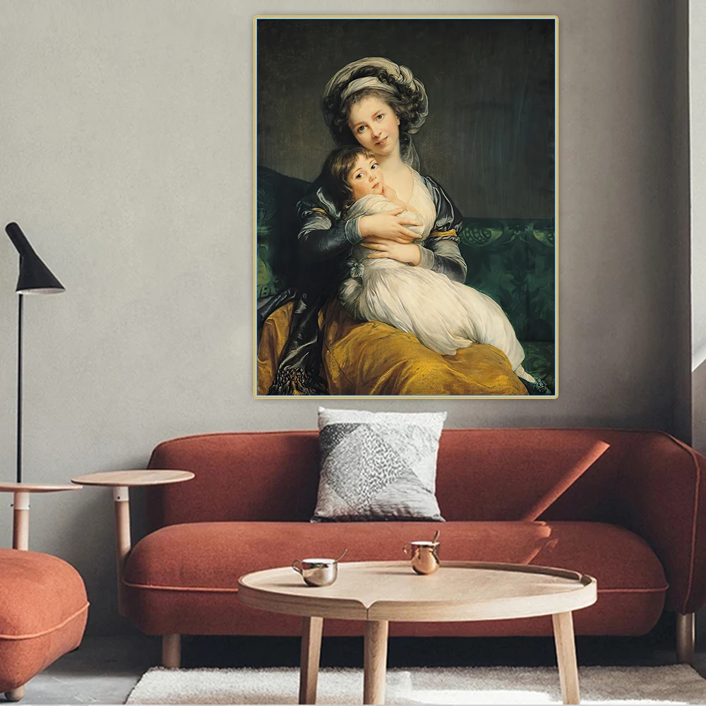 

Citon E.Vigee Lebrun《Self portrait in a Turban with her Child》Canvas Art Oil Painting Artwork Picture Wall Decor Home Decoration