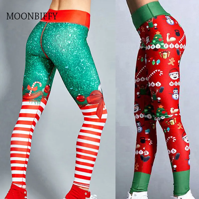 

Рождественские легинсы, женские Сексуальные облегающие легинсы с высокой талией, легинсы для фитнеса, Женские легинсы с принтом, тренирово...