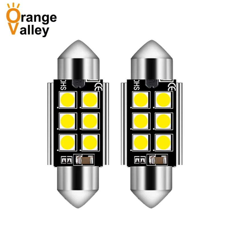 

2 шт. Festoon c5w LED CANBUS 31 36 39 41 мм светодиодный ные лампы 3030 6 искусственная лампа для внутреннего освесветильник автомобиля без ошибок DC 9-30V