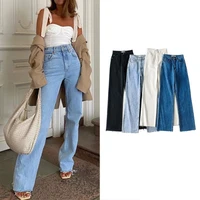 woman jeans high waist clothes wide leg denim clothing blue streetwear vintage ins 2021 harajuku straight pants