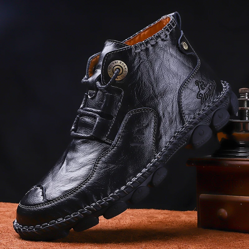 

Men's leather Martin boots short boots youth trend leather boots breathable sports shoes casual leather shoes