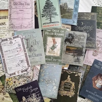 24pcs diy scrapbook vintage old book cover no back glue material sticker diary project happy plan decoration background sticker