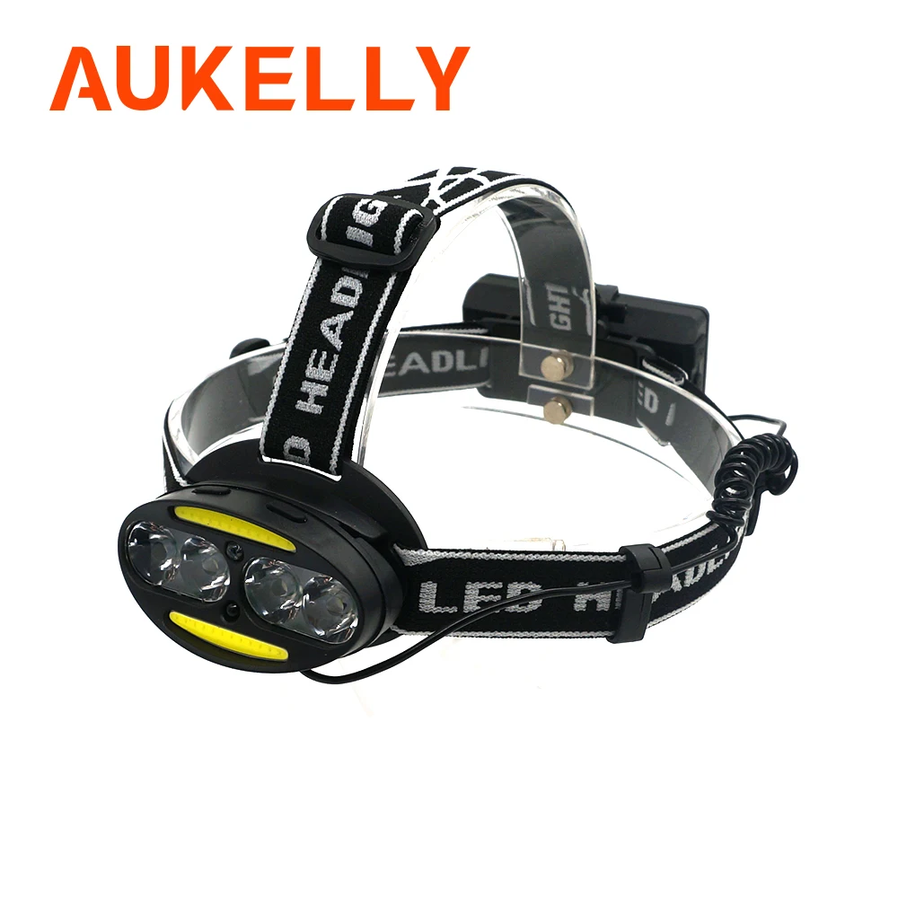 

Aukelly Headlight 3000 Lumen headlamp 4*T6+2*COB+2*Red LED Head Lamp Induction Torch Body Motion Sensor Lanterna With batteries