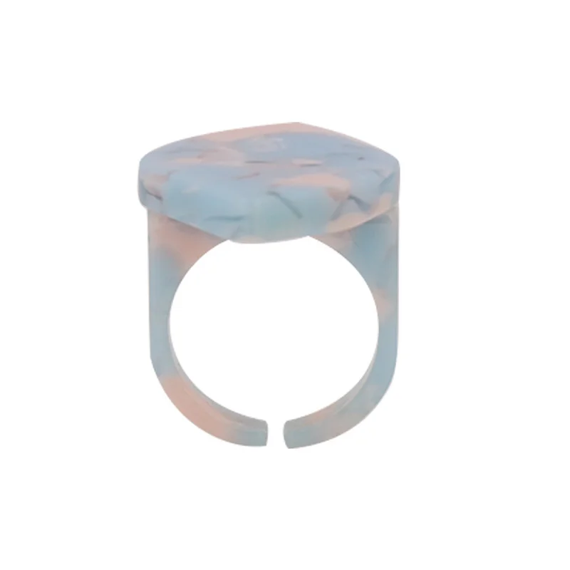 

Minar Single Piece Colorful Print Charm Rings for Women Irregular Geometric Love Heart Chunky Adjusting Open Ring Accessories