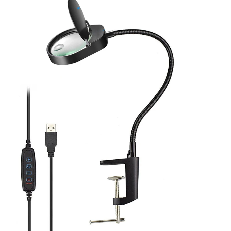 

2022 38LED NEW Illuminated Magnifier USB 3 Colors LED Magnifying Glass for Soldering Iron Repair/Table Lamp/Skincare Beauty Tool