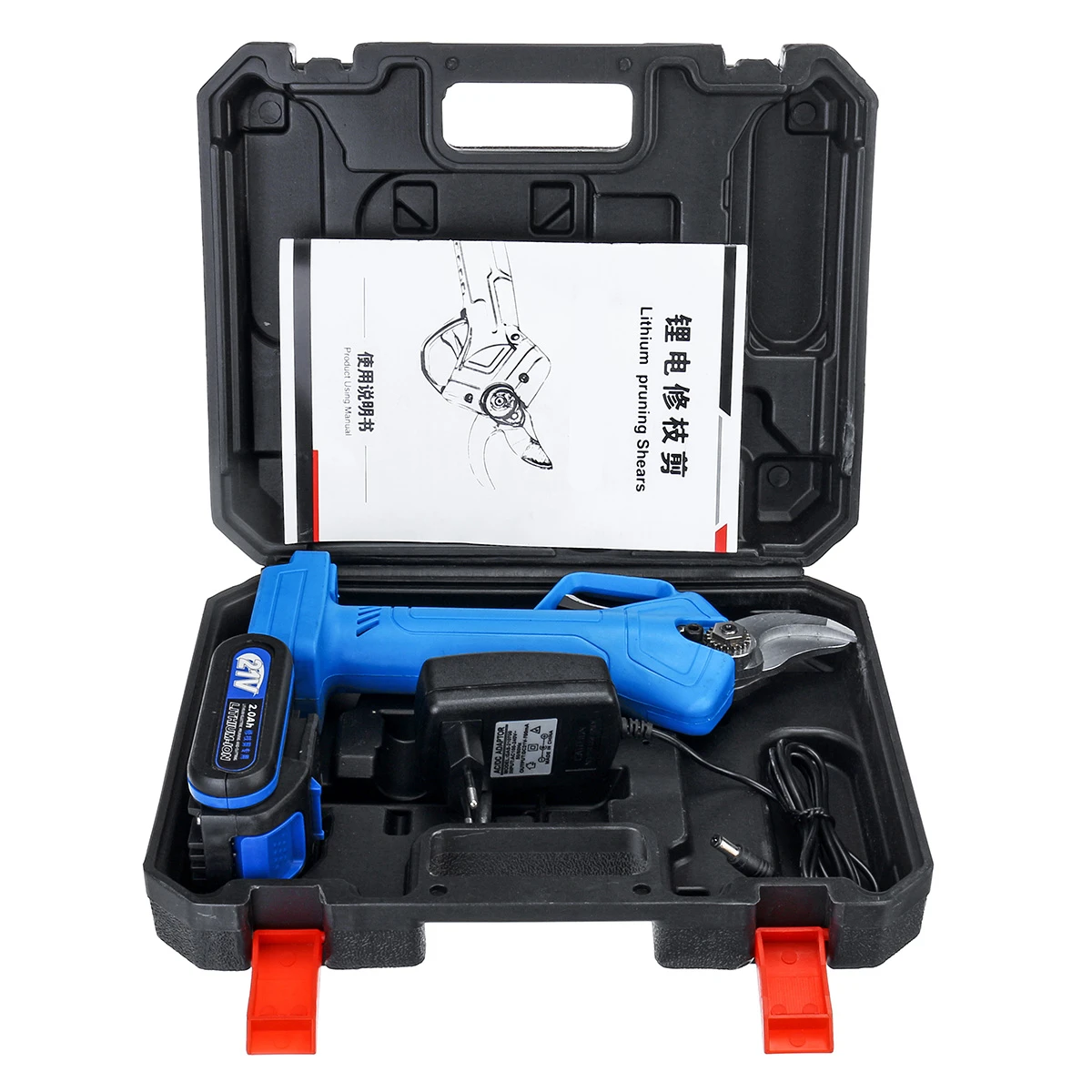 

21V 1500W Rechargeable Electric Pruning Scissors Pruning Shears Garden Pruner Secateur Branch Cutter Cutting Tool w/ 2x Battery