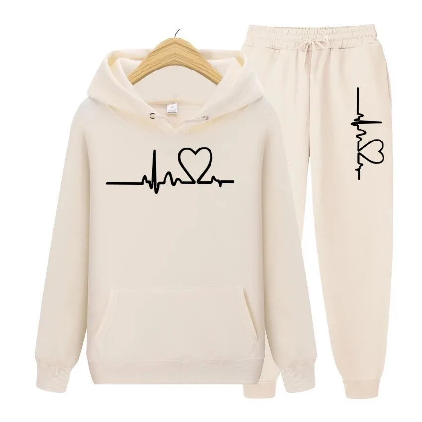 

Женские спортивные костюмы, осенне-весенняя одежда, женские костюмы, комплект из 2 предметов, толстовка с капюшоном и черные брюки, повседне...