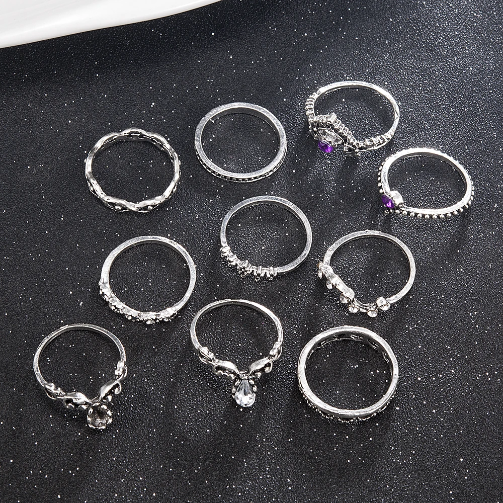 Новинка 2020 10 шт./компл. ретро кольца с короной и кристаллами модные ювелирные