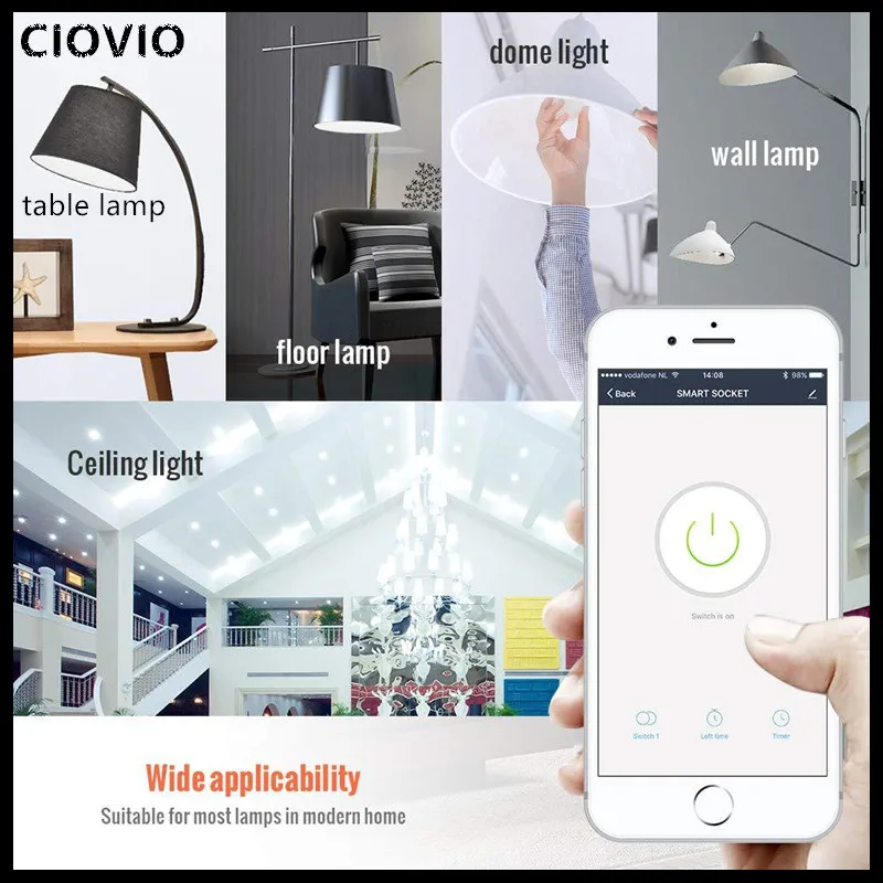 Tomada sem Fio Ciovio um Calibre Britânico wi fi Padrão Tomada Inteligente Mini Dinheiro Regularmente 10 Uma - 13 5 Cheap Soquetes elétricos