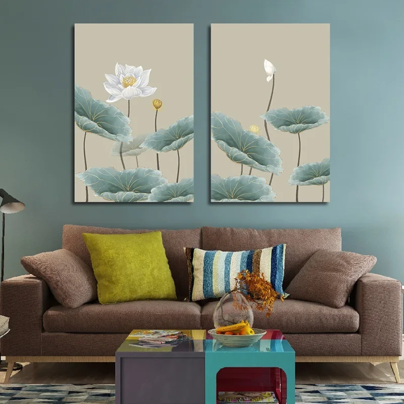 

Simple Chinese Printing Canvas Painting Chinese Style Printing Lotus Decorative Painting Art Poster Home Decoration Bedroom