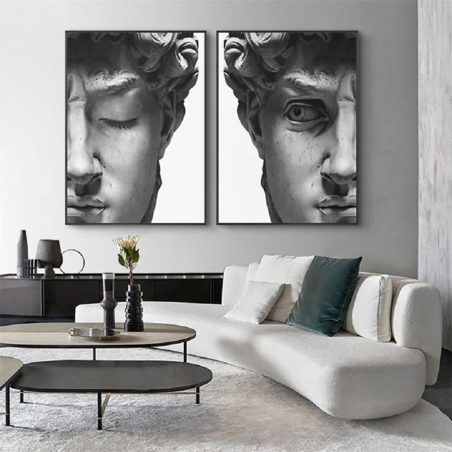 

Nordic Black and White David Head Sculpture Posters And Prints Wall Art Canvas Paintings Pictures Living Room Home Decoration