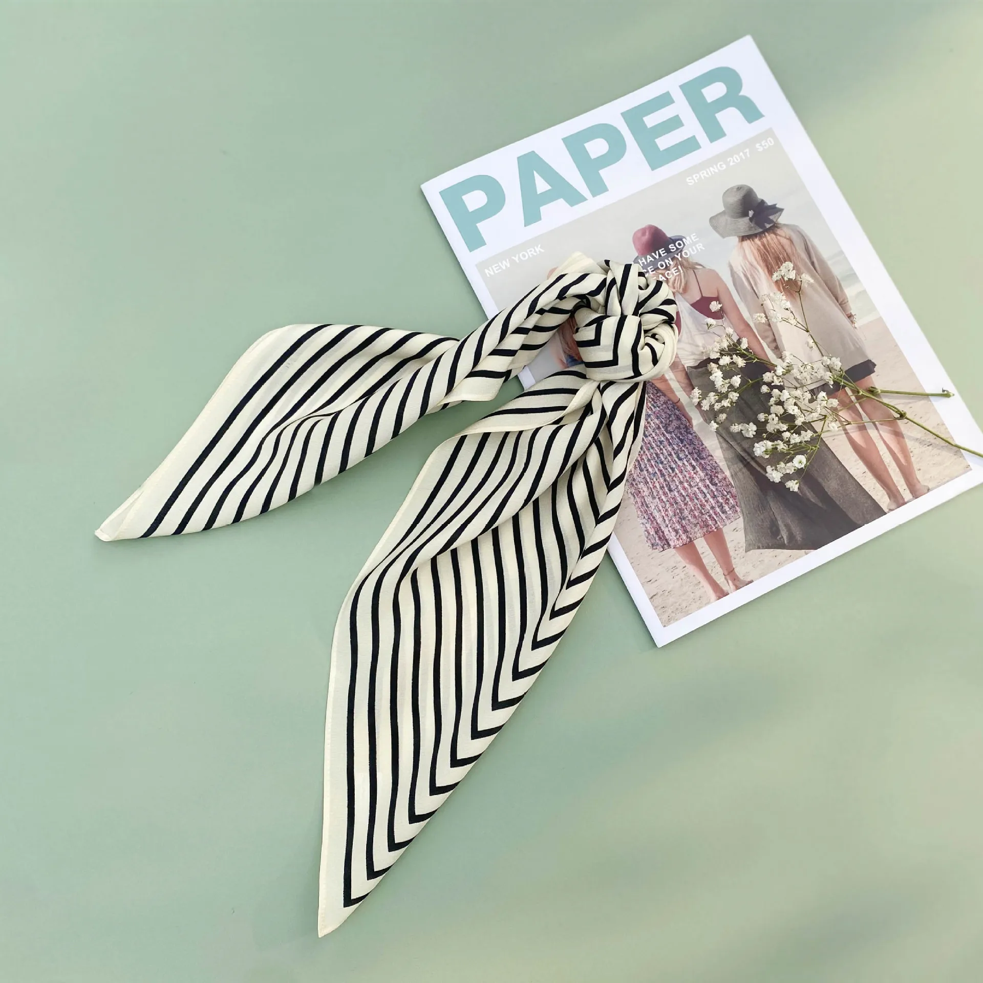 

58*58cm Nordic Silk Scarf Small Square Scarf Female Simple Temperament Mulberry Silk Scarf Headband Professional Small Scarf