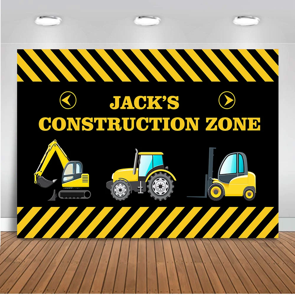Construction Zone Boy Birthday Background Yellow Truck Children Outdoor Activities Dessert Table Photography Backdrop | Электроника