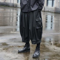 mens new dark personality simple multi pocket cargo hip hop street japanese casual loose leg pants
