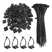 120 pcs black 8inch zip ties cable tie holder self adhesive cable tie holder cable clamp clips management organizer