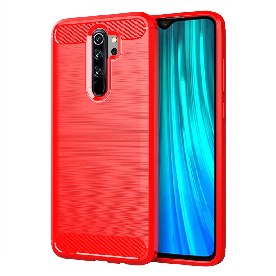 Whyes Мягкий силиконовый чехол для Xiaomi Redmi Note 8 Pro из углеродного волокна противоударный чехол из ТПУ для Xiaomi Redmi Note 8 Pro Чехол - Цвет: Красный