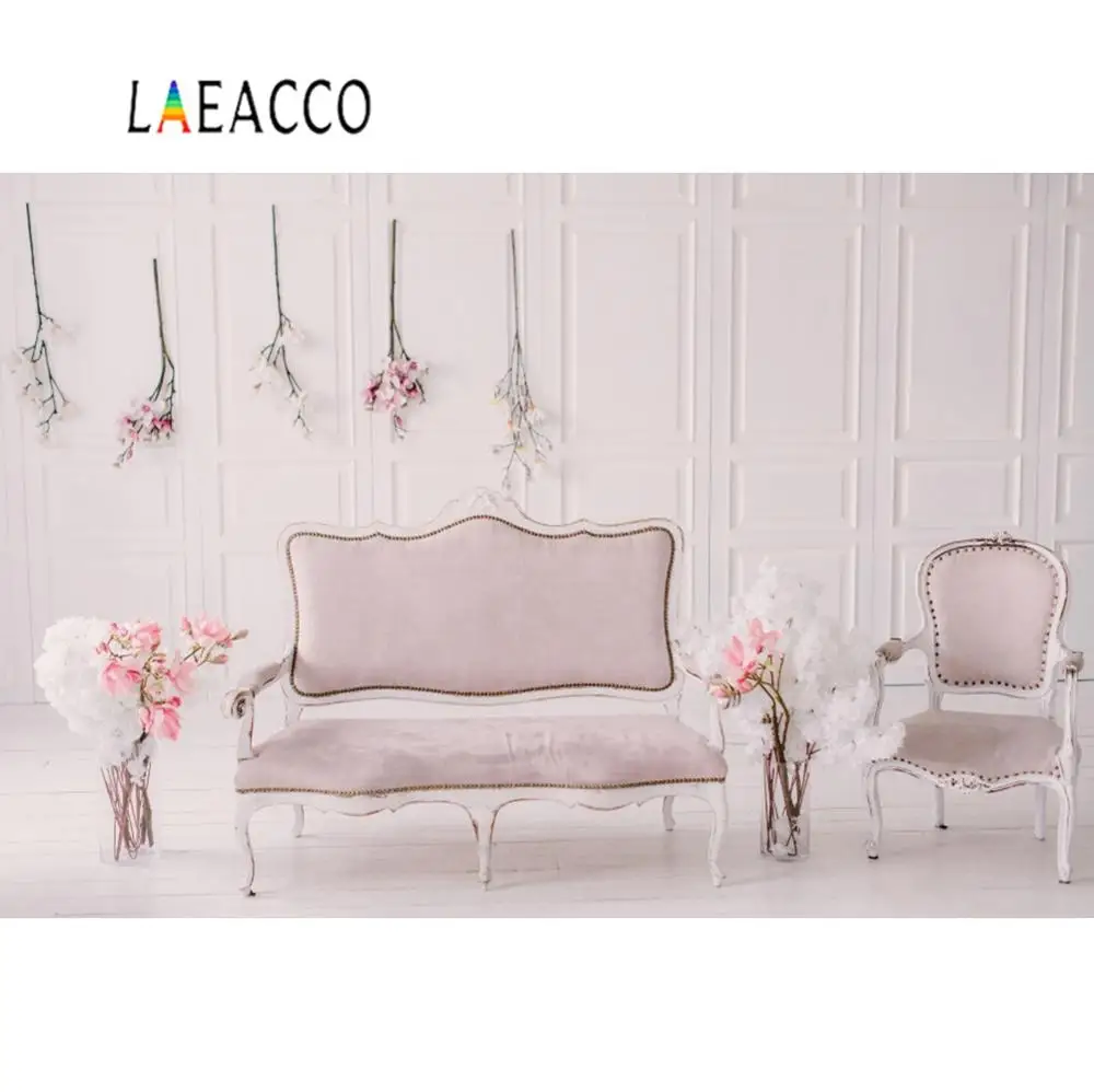 Laeacco Виниловый фон для фотосъемки серый шикарный настенный стул цветы детский