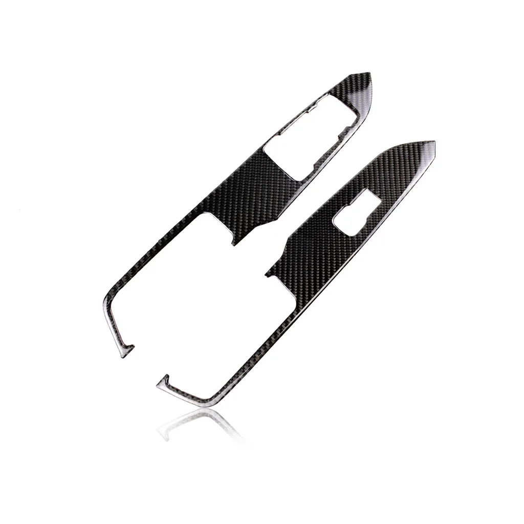 

For Ford Mustang 2015 2016 2017 2pcs Carbon Fiber Car Interior Window Switch Panel Decor Cover ONLY LHD