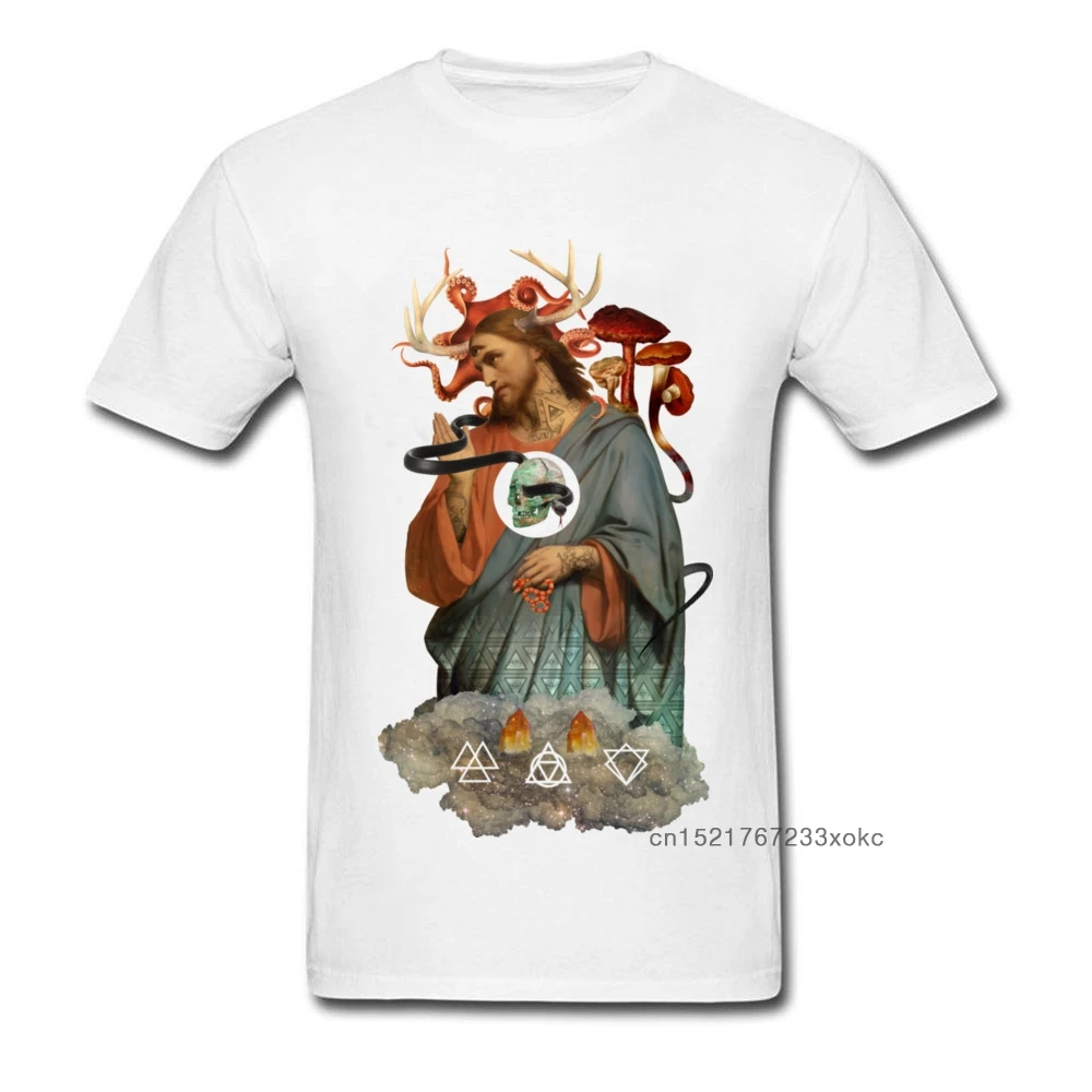 Новое поступление мужская белая футболка со змеиным принтом черепом Осьминогом