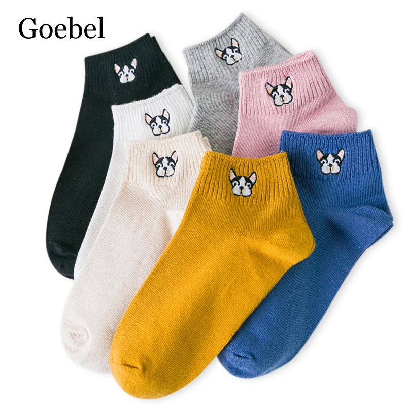 3 пар/лот = 6 шт. летние носки лодочки с вышивкой собаки из мультфильма женские