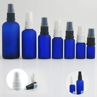 15pcslot 10 20 30 50 100ml blue frosted glass cream pump bottle with black white plastic lotion serum pump