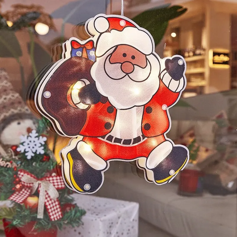 Рождественская Декоративная гирлянда светодиодная с Санта-Клаусом снежинками