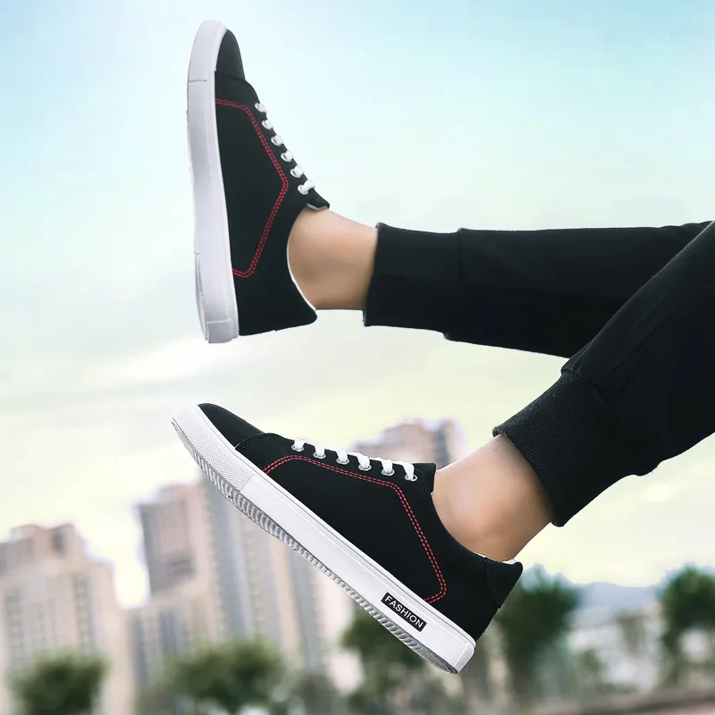 

Мужские кроссовки, повседневная спортивная обувь, Мужская модная холщовая трендовая повседневная обувь, повседневные кроссовки на шнуровк...