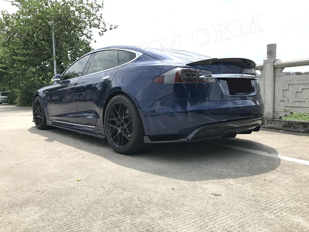 Углеродного волокна задний бампер диффузор спойлер для Tesla модель S 70D P85D 90D P100D