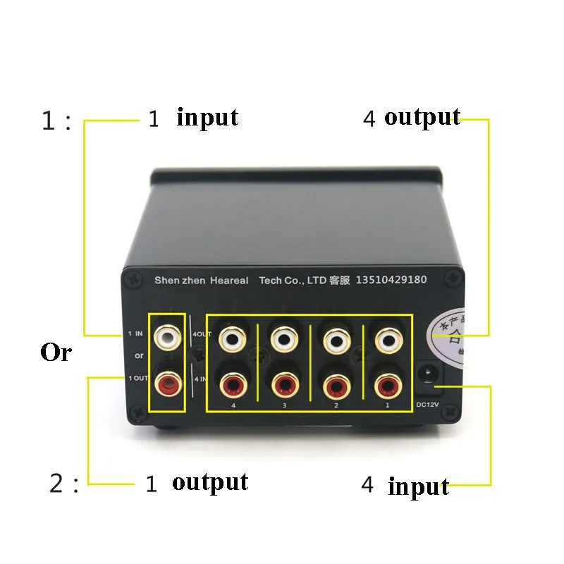 TZT HiFi стерео аудио коммутатор 4 в 1 Out/ Out RCA сплиттер без потерь передачи |